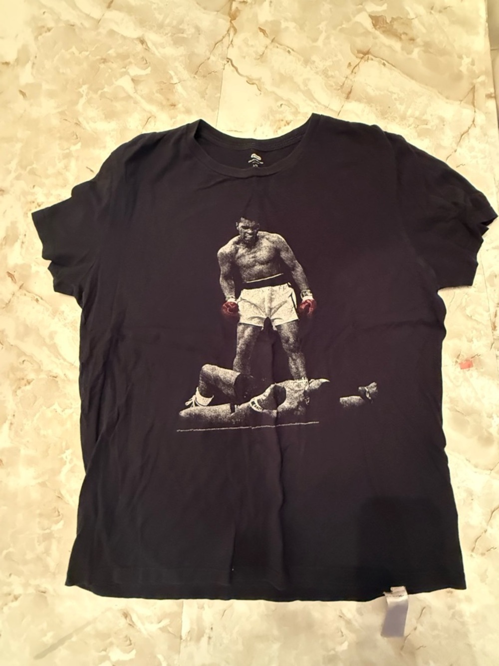 Old Navy Black Graphic Boxing Tee with Red Glove Accents